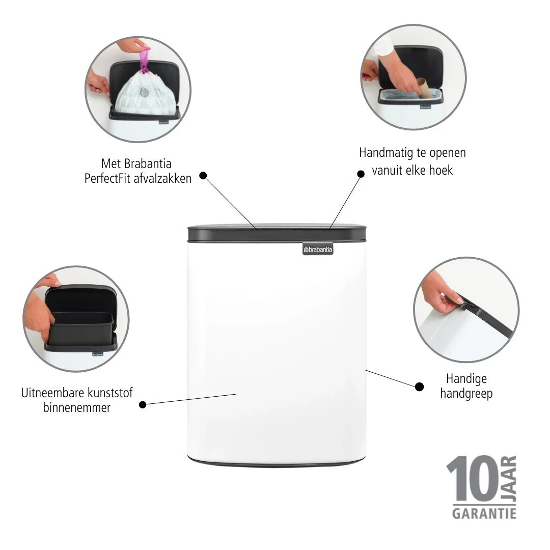 Brabantia Bo Afvalemmer 12 L - White 16 Brabantia Bo Afvalemmer 12 L - White - Afbeelding 16