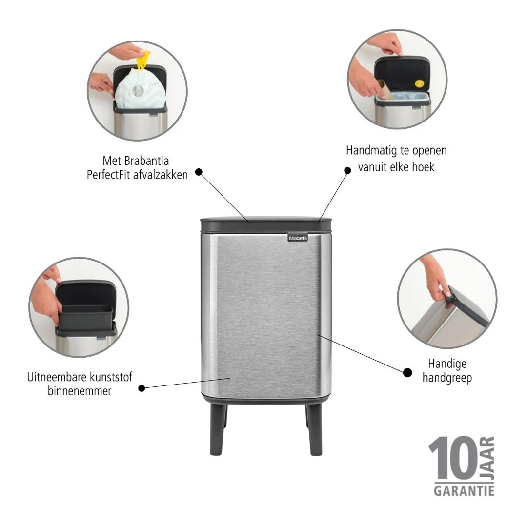 Brabantia Bo Hi Afvalemmer 4 L - Matt Steel FPP 14 Brabantia Bo Hi Afvalemmer 4 L - Matt Steel FPP - Afbeelding 14