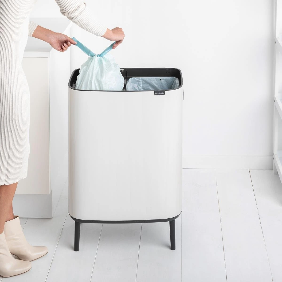 Brabantia Bo Touch Bin Hi Afvalemmer 2 X 30 L - Wit 15 Brabantia Bo Touch Bin Hi Afvalemmer 2 X 30 L - Wit - Afbeelding 15
